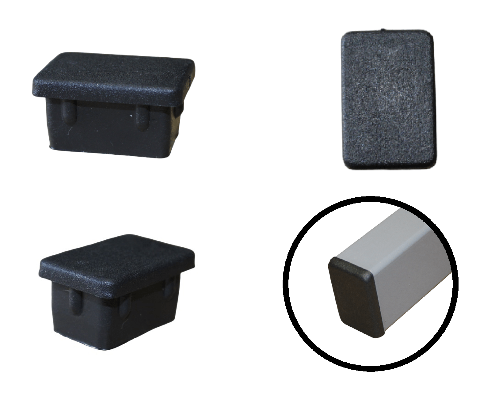 Tampa Metalon encaixe interno 20x30 PRETA Pacote com 50 un.