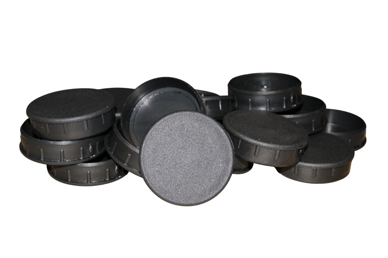 Tampa metalon encaixe interno redonda 2,5 POLEGADAS Pacote com 10 un. - PRETO