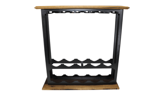 ADEGA BARZINHO DE MESA EM AÇO E MADEIRA IMBUIA NATURAL