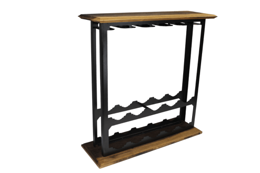 ADEGA BARZINHO DE MESA EM AÇO E MADEIRA IMBUIA NATURAL