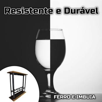 ADEGA BARZINHO DE MESA EM AÇO E MADEIRA IMBUIA NATURAL