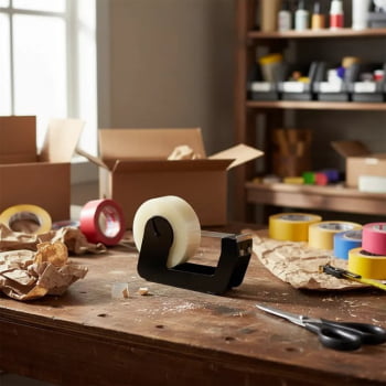 Suporte porta Fita Adesiva DUREX Largo rolo grande INTEIRO EM FERRO Preto