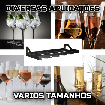 SUPORTE PARA TAÇAS ENTRADA FRONTAL,  FIXAÇÃO EM PAREDE 