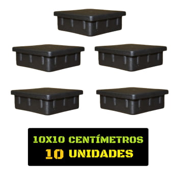 Tampa Metalon encaixe interno 100X100 PRETA Pacote com 10 un. 