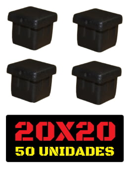 Tampa metalon encaixe interno 20x20 PRETA Pacote com 50 un. 