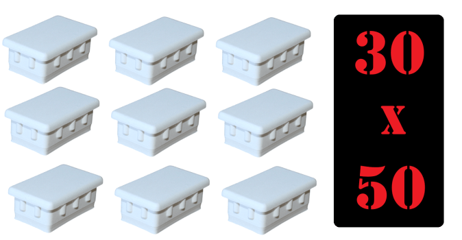 Tampa Metalon encaixe interno 30X50 BRANCA Pacote com 50 un.