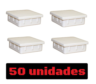 Tampa metalon encaixe interno 50x50 BRANCA Pacote com 50 un.