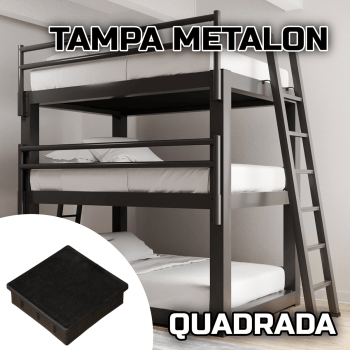 Tampa Metalon encaixe interno 80X80 PRETA Pacote com 10 un.