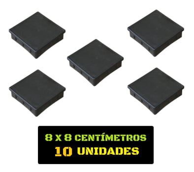 Tampa Metalon encaixe interno 80X80 PRETA Pacote com 10 un.