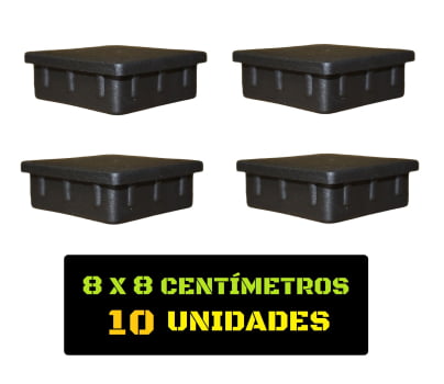 Tampa Metalon encaixe interno 80X80 PRETA Pacote com 10 un.