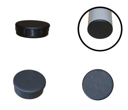 Tampa metalon encaixe interno redonda 2,5 POLEGADAS Pacote com 10 un. - PRETO