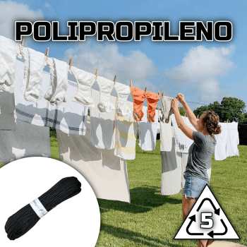 Corda trançada Varal 03mm Polipropileno 40 metros - PRETA