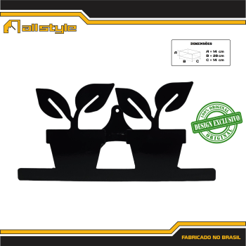 Suporte Enrolador Mangueira Jardim 2 Vasos - PRETO