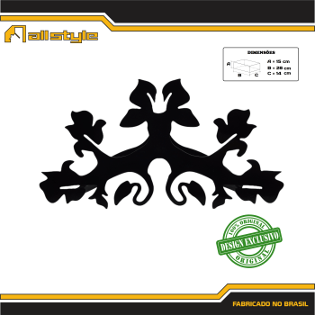 Suporte Enrolador Mangueira Jardim Clássico Floral - PRETO 